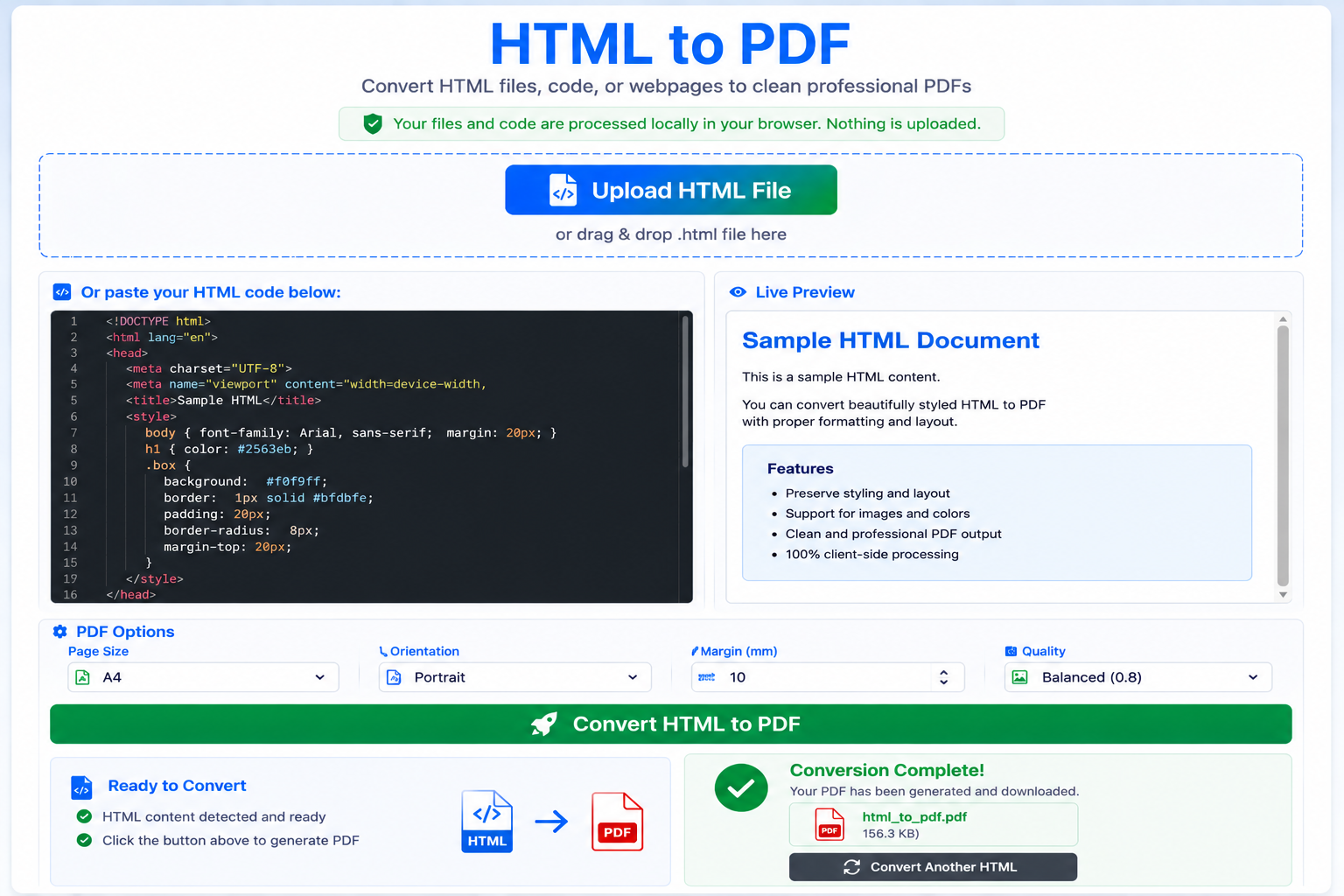 Convert HTML to PDF Online: URL File or HTML Code